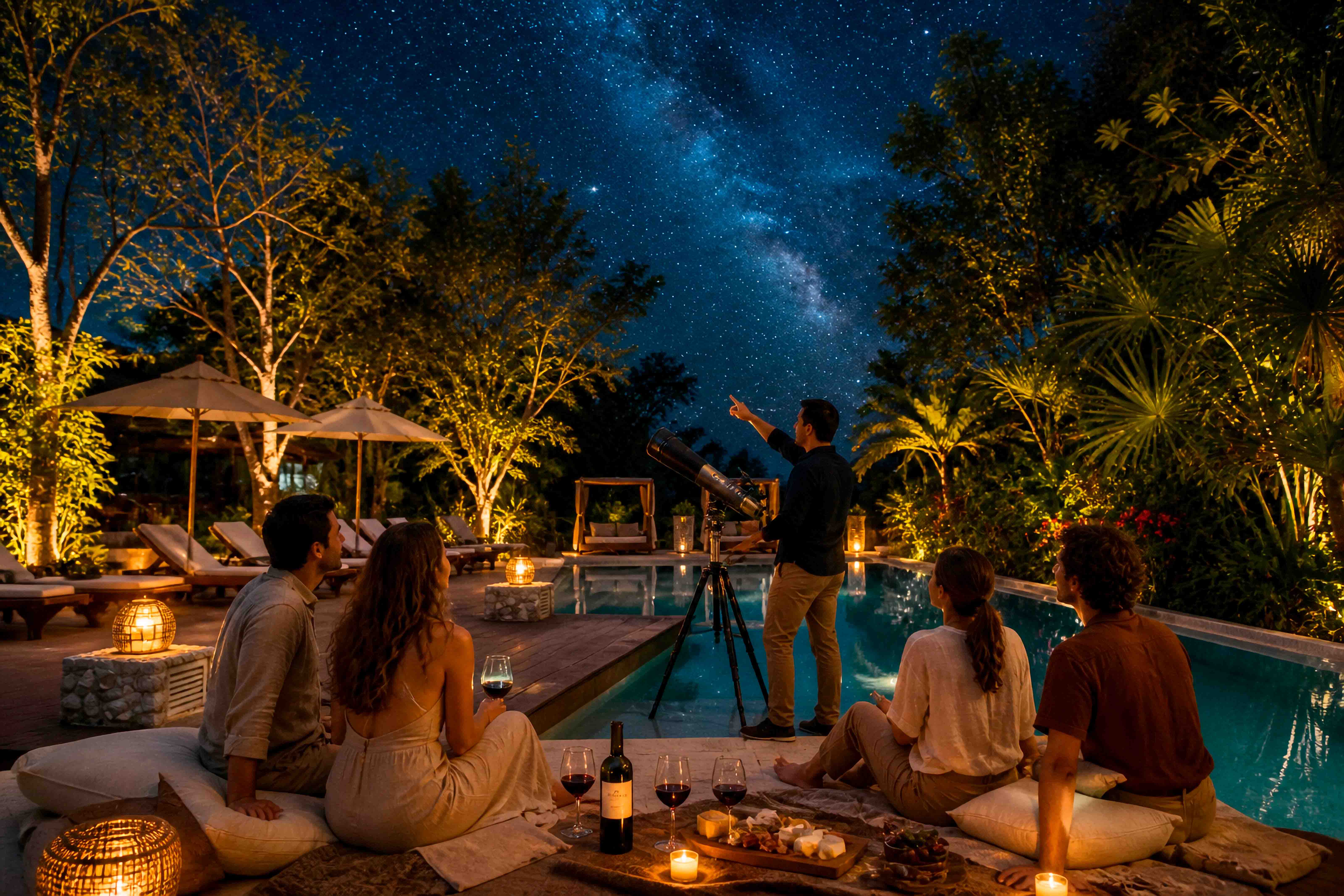 Noche de estrellas privada frente a la alberca